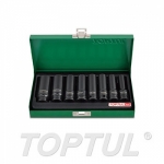 GDAD0808 Набор головок ударн. 3/8" 8-19 мм 6 гр. 8пр. TOPTUL