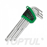 GSN-09LB Набор ключей шестигр. 1,5-10мм 9шт длин.с шар. TOPTUL