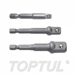 GAAR0301 Набор переходников 1/4" под шуруповерт 3ед. (1/4", 3/8", 1/2") TOPTUL