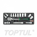 GCAT1502 Набор-сет головок 1/2" 8-24мм 15предм. 6гр. TOPTUL